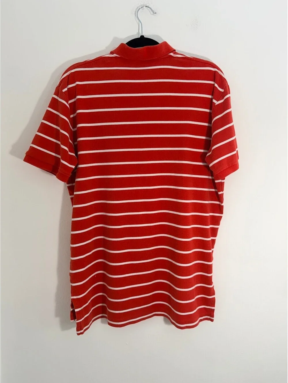 Polo Ralph Lauren Red White Stripe Cotton Polo Shirt Pony Logo Men’s L